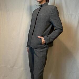 Vintage Designer Oscar De La Renta Women's Pant Suit sz 6 Gray Structured
